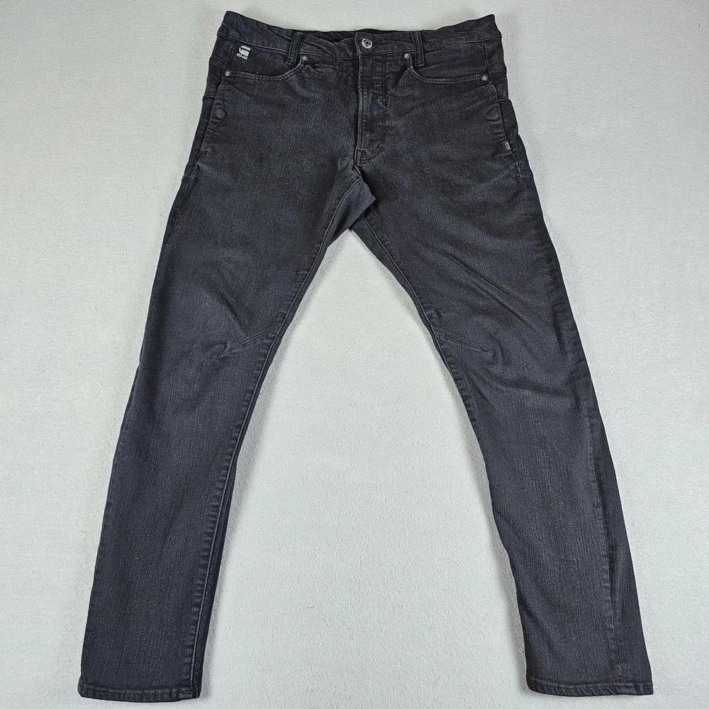 G Star Raw D-Staq Jeans Mens 31x32 (27) Black Denim 3D Slim Tapered Dark Wash